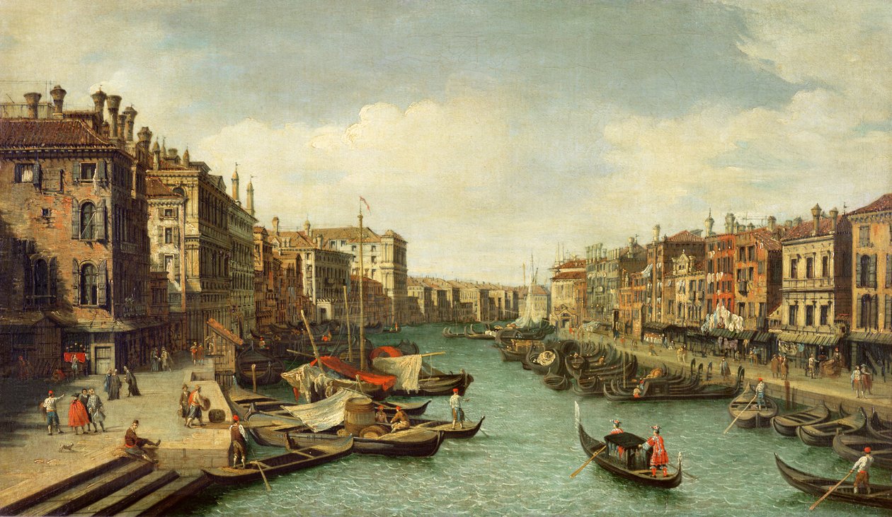 Der Canal Grande in der Nähe der Rialtobrücke, Venedig, ca. 1730 von Giovanni Antonio Canal