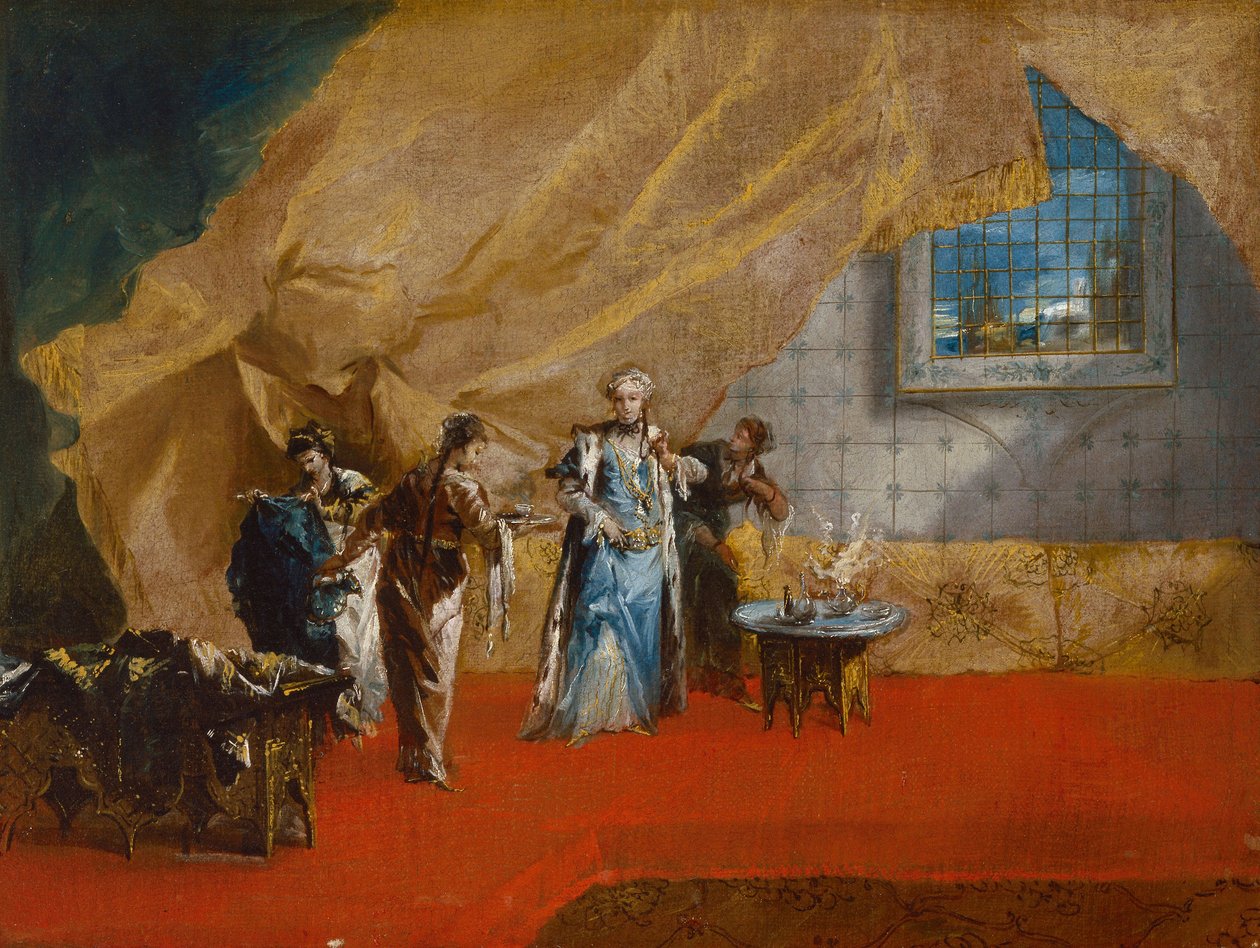 Eine Sultanin trinkt Kaffee im Harem von Giovanni Antonio Guardi