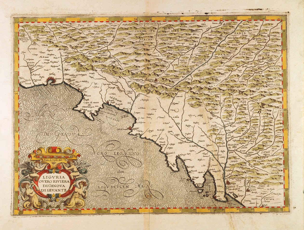 Östliche Ligurien-Region, aus dem Atlas von Italien von Giovanni Antonio Magini, Kupferstich von Giovanni Antonio Magini