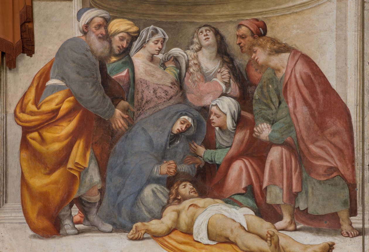 Gegenfassade, Kreuzabnahme (Detail) von Giovanni Antonio Pordenone