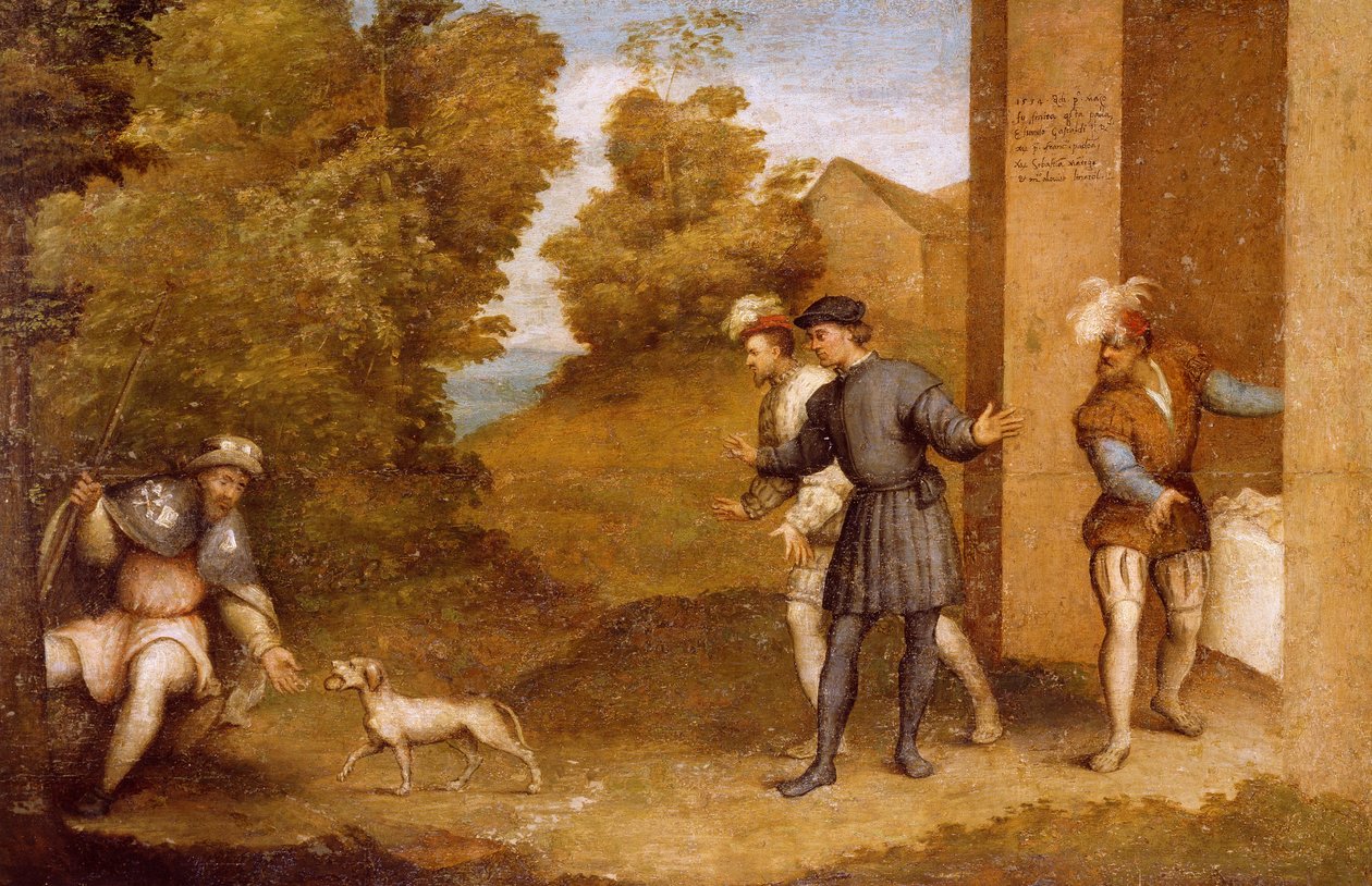 St. Rochus von einem Hund gefüttert, Teil des Altars von St. Gotthard von Giovanni Antonio Pordenone