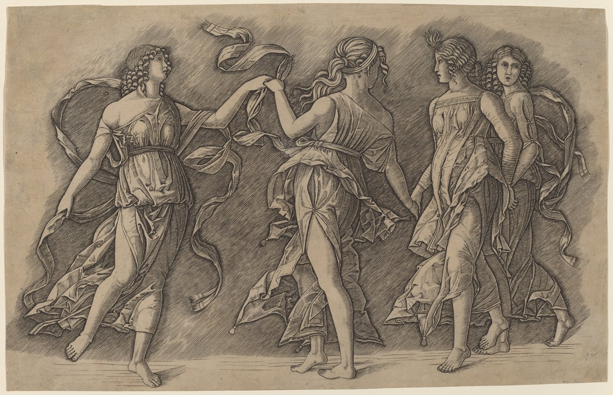 Vier tanzende Musen von Giovanni Antonio da Brescia, after Andrea Mantegna