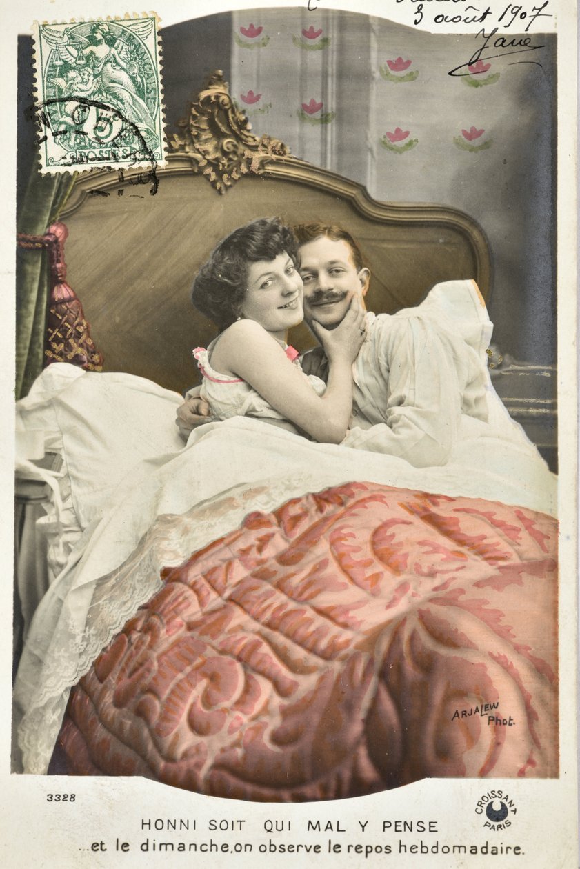 Postkarte: Honni soit qui mal y pense/Sonntagsruhe wöchentlich - Datum 1907 von Phillipe de Marlier