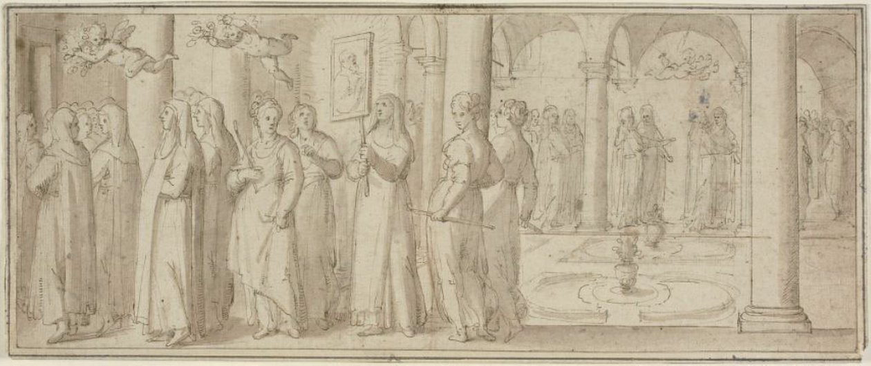 Prozession von Nonnen und Novizinnen zu Ehren eines männlichen Heiligen von Giovanni Balducci