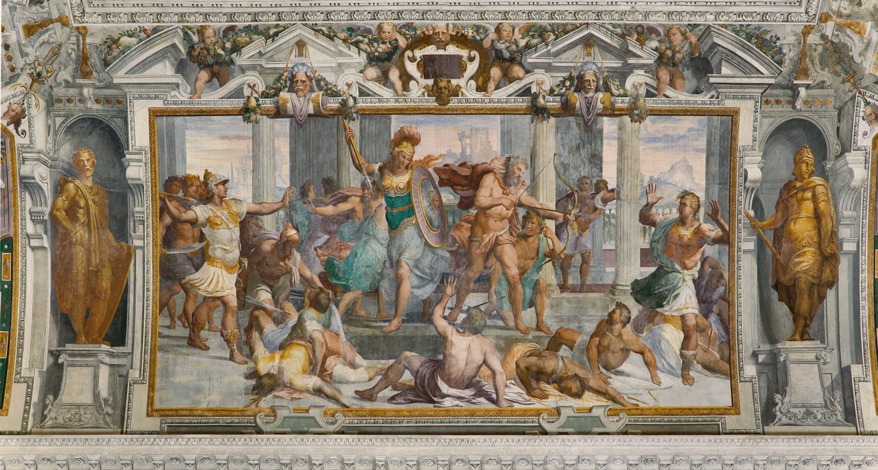Geschichten von Odysseus: Das Schlachten der Freier, ca. 1560 von Giovanni Battista Castello