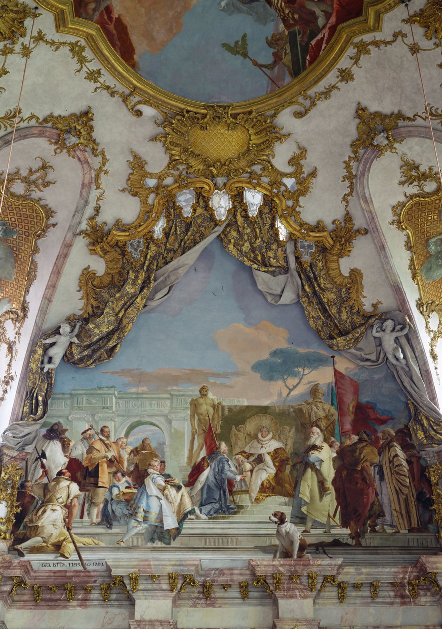 Detail des Deckenfreskos, Kaisersaal, Würzburger Residenz von Giovanni Battista (1696 1770) Tiepolo