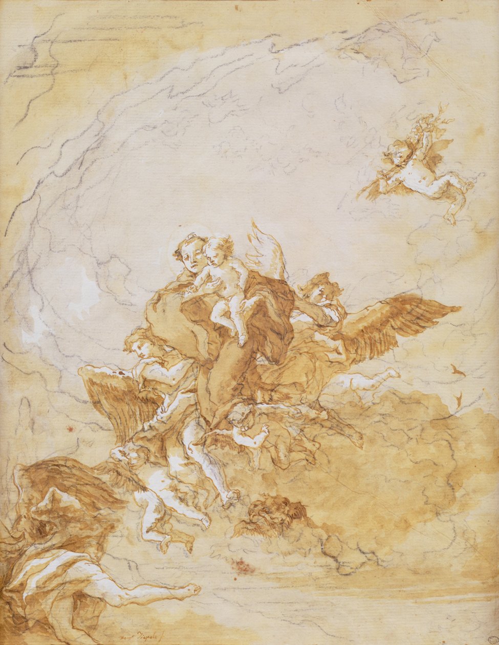 Heiliger Antonius und das Christkind, unterstützt von Engeln von Giovanni Battista Tiepolo