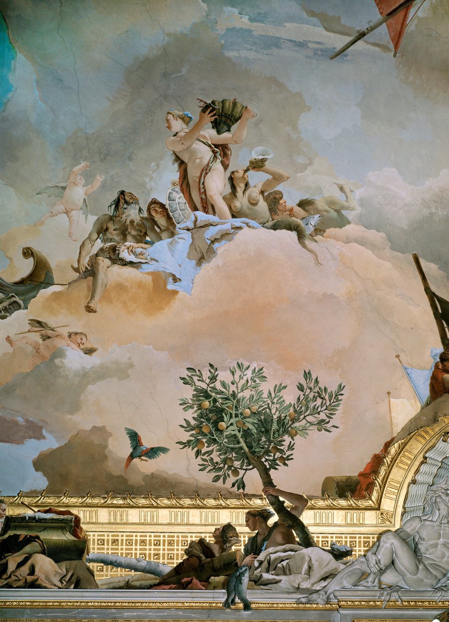 Die Herrlichkeit Spaniens, Deckenfresko im Thronsaal des Königspalastes, Madrid von Giovanni Battista (1696-1770) Tiepolo