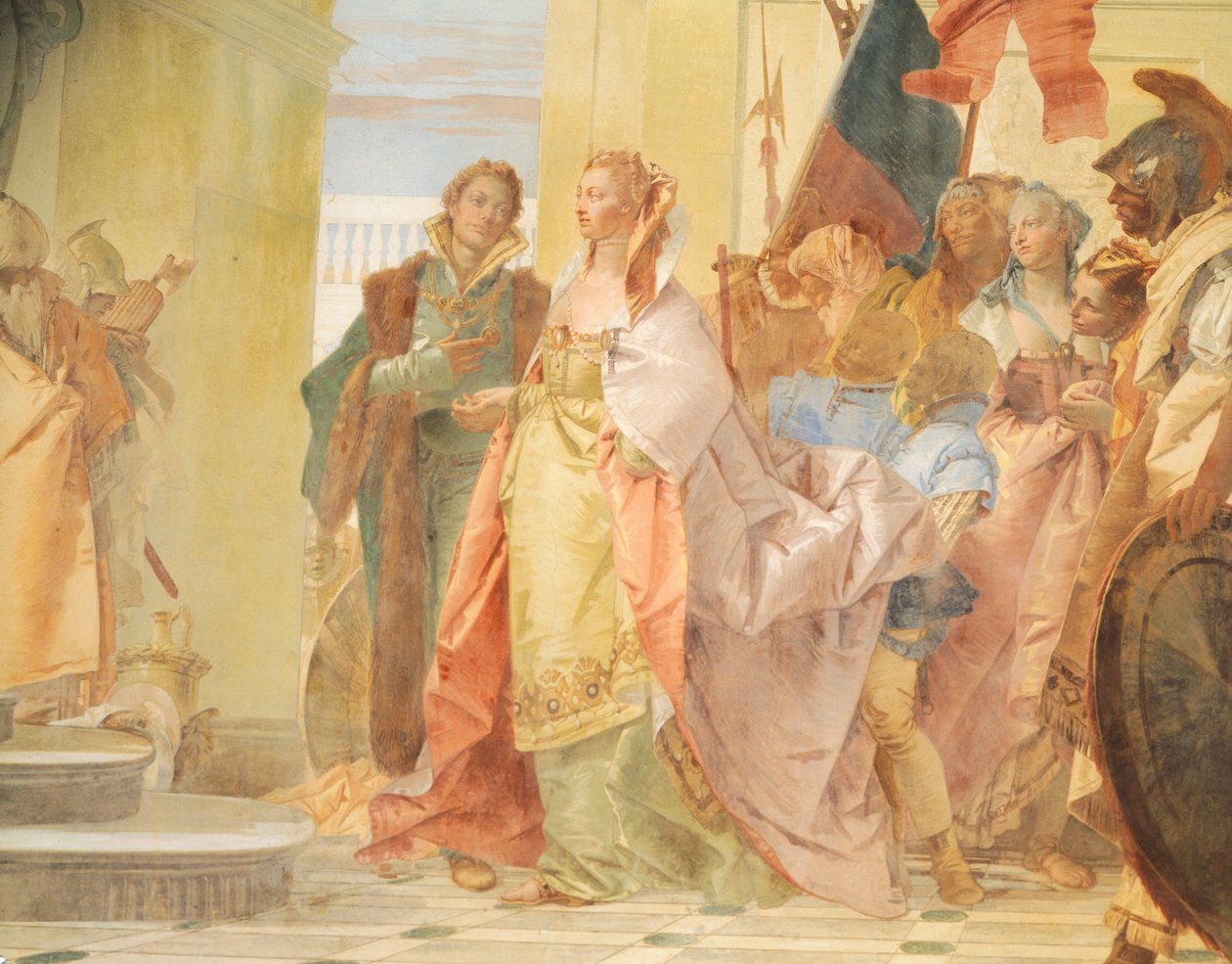 Die Großmut des Scipio, von Giambattista Tiepolo (1696-1770), Fresko, Detail, Villa Lombardi Cordellina, Montecchio Maggiore, Vicenza, Italien von Giovanni Battista Tiepolo