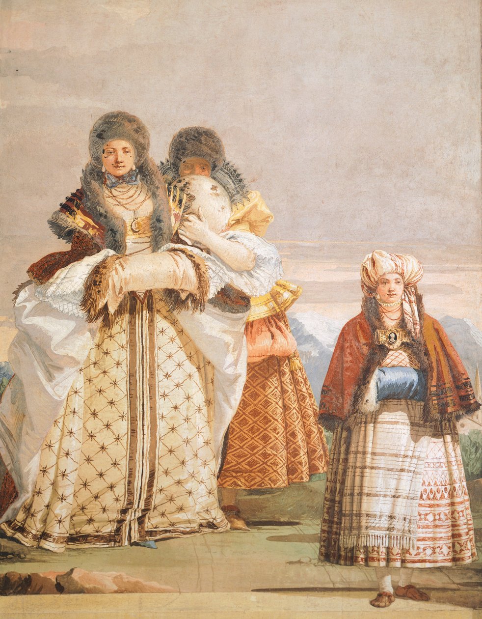 Winterspaziergang (Detail) von Giovanni Battista Tiepolo