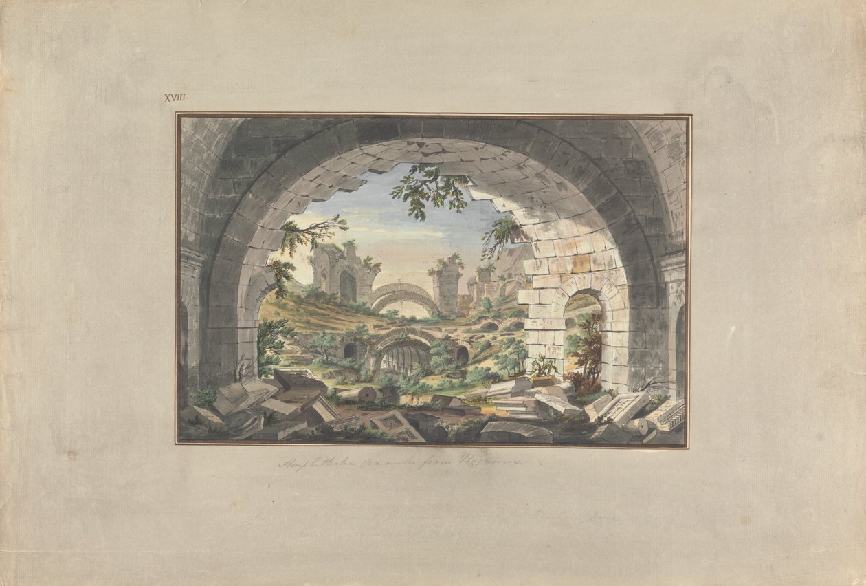 Ruinen in Pergamon, wahrscheinlich des Amphitheaters von Giovanni Battista Borra