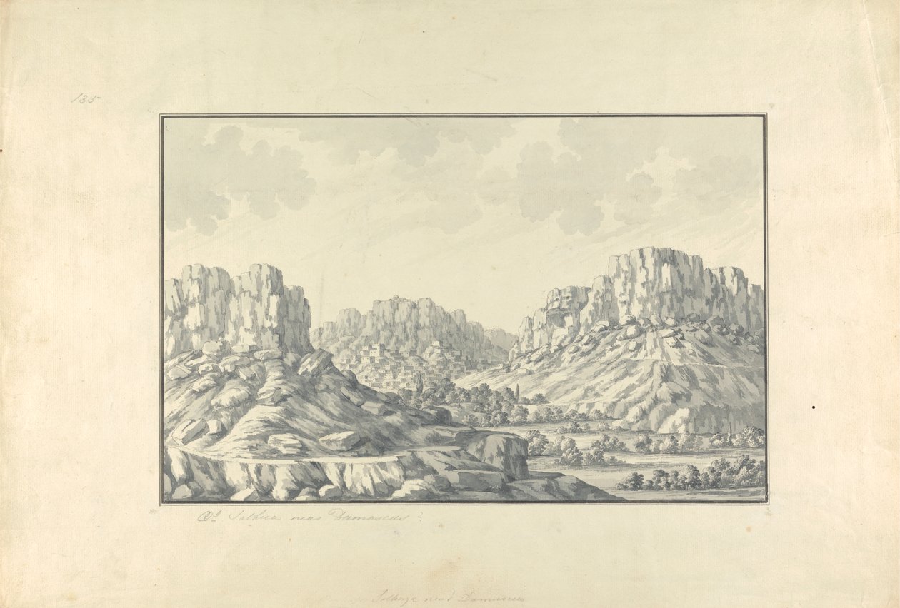 Ansicht von Hügelstädten oder Ruinen in der Nähe von Damaskus von Giovanni Battista Borra
