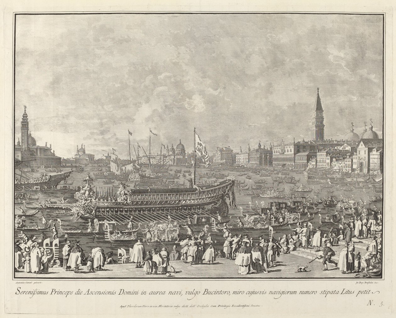 Der Doge im Bucintoro auf dem Weg zum Porto di Lido am Himmelfahrtstag, 1763-1766 von Giovanni Battista Brostoloni