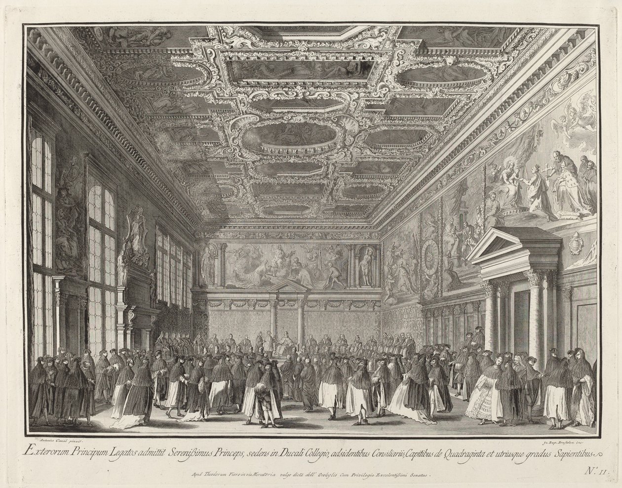 Empfang der ausländischen Botschafter durch den Dogen im Sala del Collegio von Giovanni Battista Brustolon after Canaletto