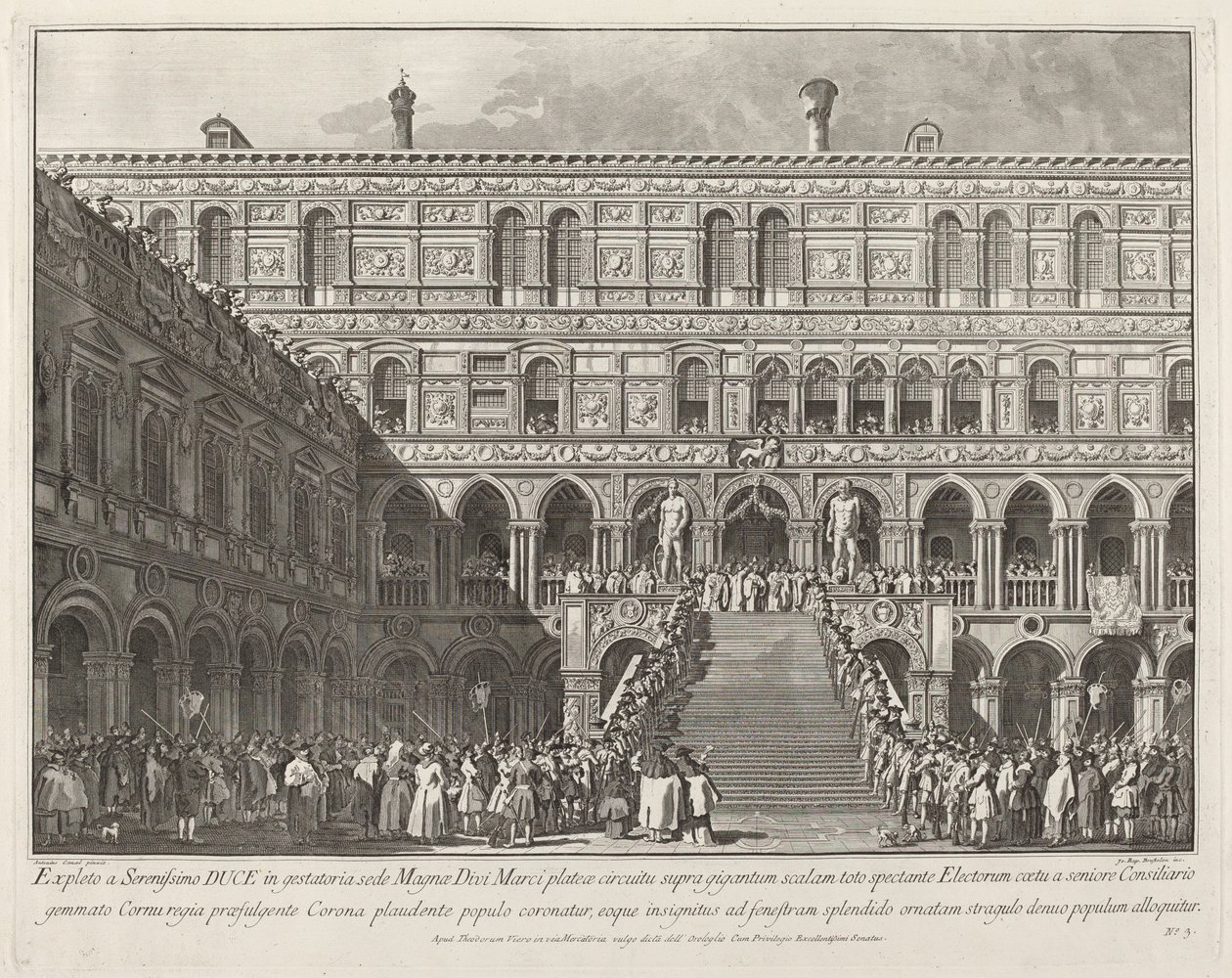 Der Doge wird auf der Scala dei Giganti des Dogenpalastes gekrönt von Giovanni Battista Brustolon after Canaletto