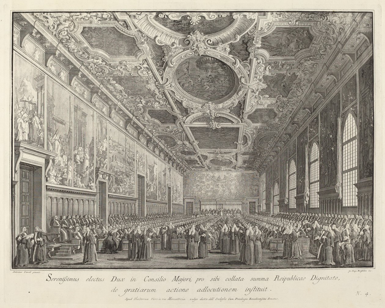 Der Doge dankt im Sala del Consiglio Maggior von Giovanni Battista Brustolon after Canaletto