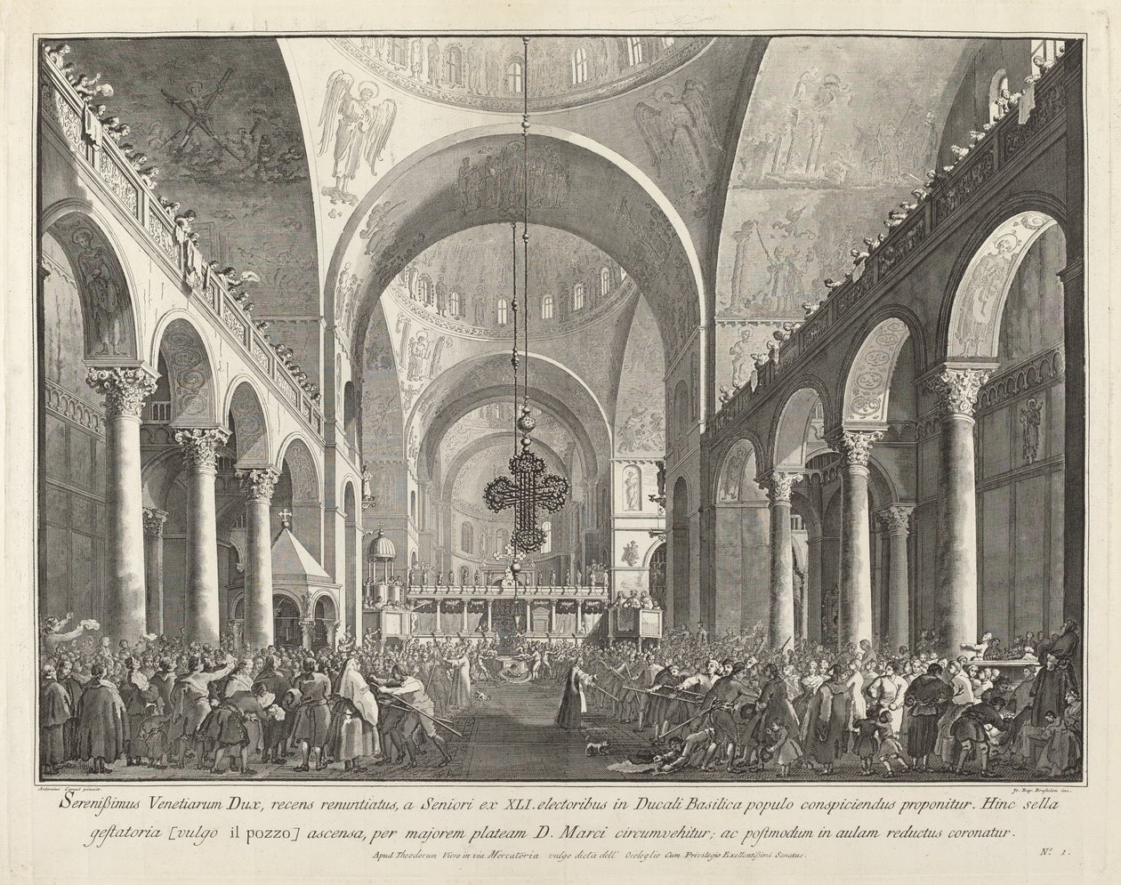 Der neu gewählte Doge wird dem Volk in San Marco vorgestellt von Giovanni Battista Brustolon after Canaletto