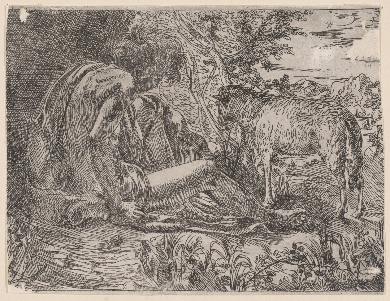 Johannes der Täufer mit einem Lamm, 1600-35 von Giovanni Battista Caracciolo