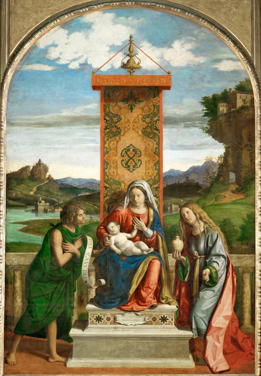 Die Jungfrau und das Kind zwischen Johannes dem Täufer und Maria Magdalena von Giovanni Battista Cima da Conegliano