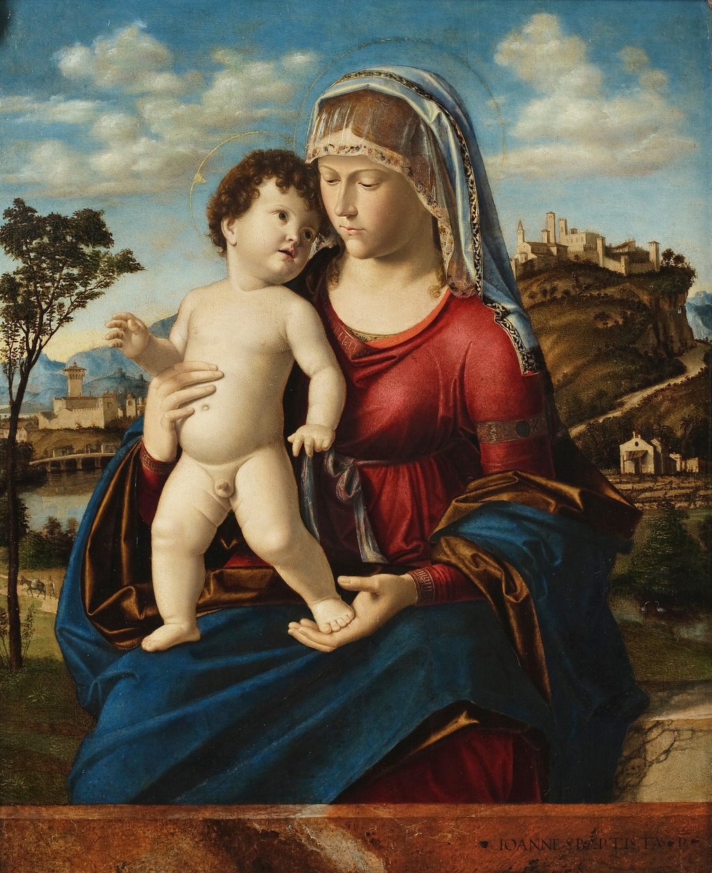 Madonna und Kind in einer Landschaft von Giovanni Battista Cima da Conegliano
