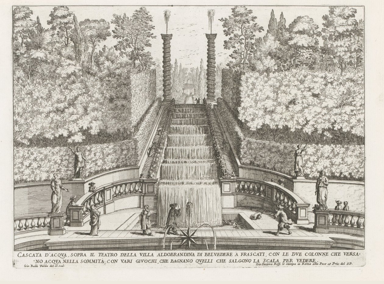 Kaskade in den Gärten der Villa Aldobrandini in Frascati von Giovanni Battista Falda