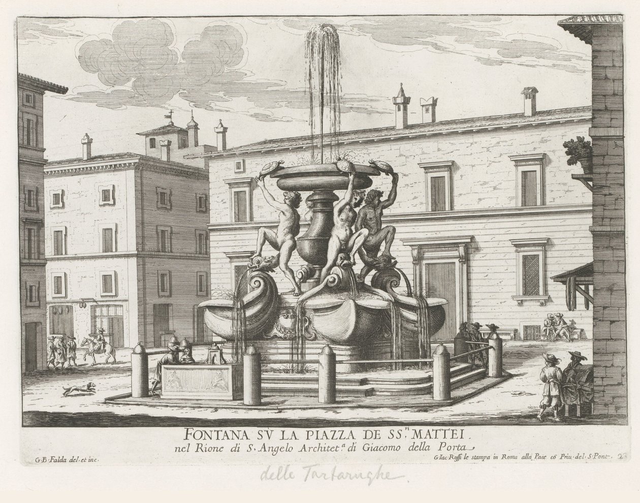 Fontana delle Tartarughe auf der Piazza Mattei in Rom von Giovanni Battista Falda