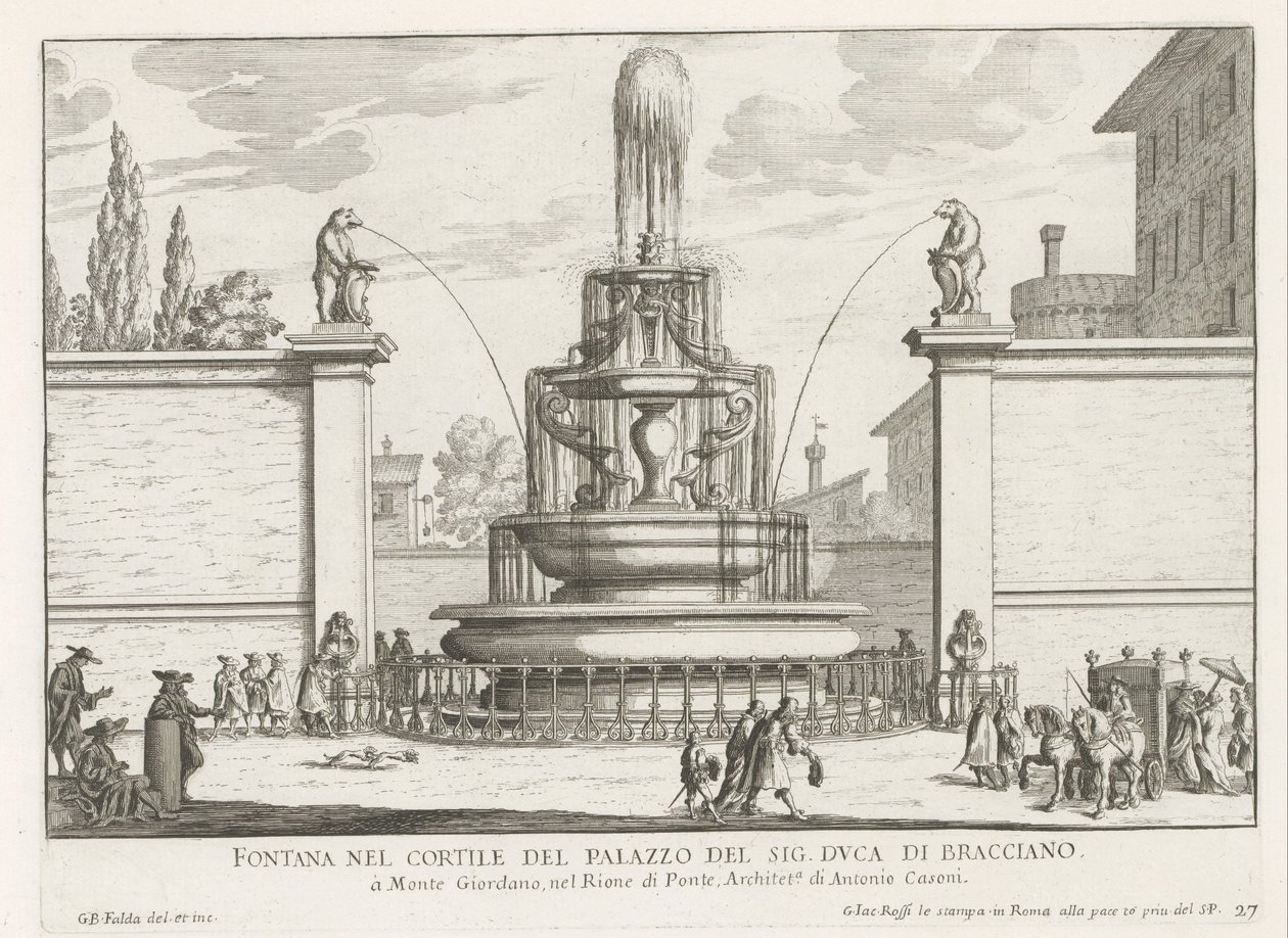 Brunnen im Innenhof des Palazzo Taverna in Rom von Giovanni Battista Falda