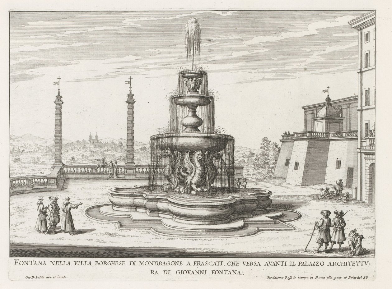 Brunnen in den Gärten der Villa Mondragone in Frascati von Giovanni Battista Falda