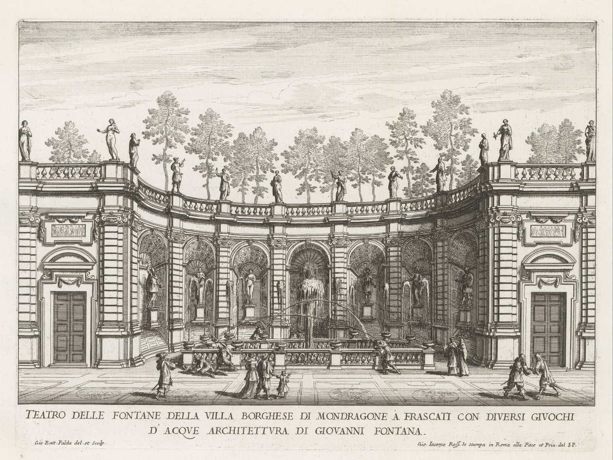 Fontäne in den Gärten der Villa Mondragone in Frascati (Fontane delle ville di Frascati) von Giovanni Battista Falda