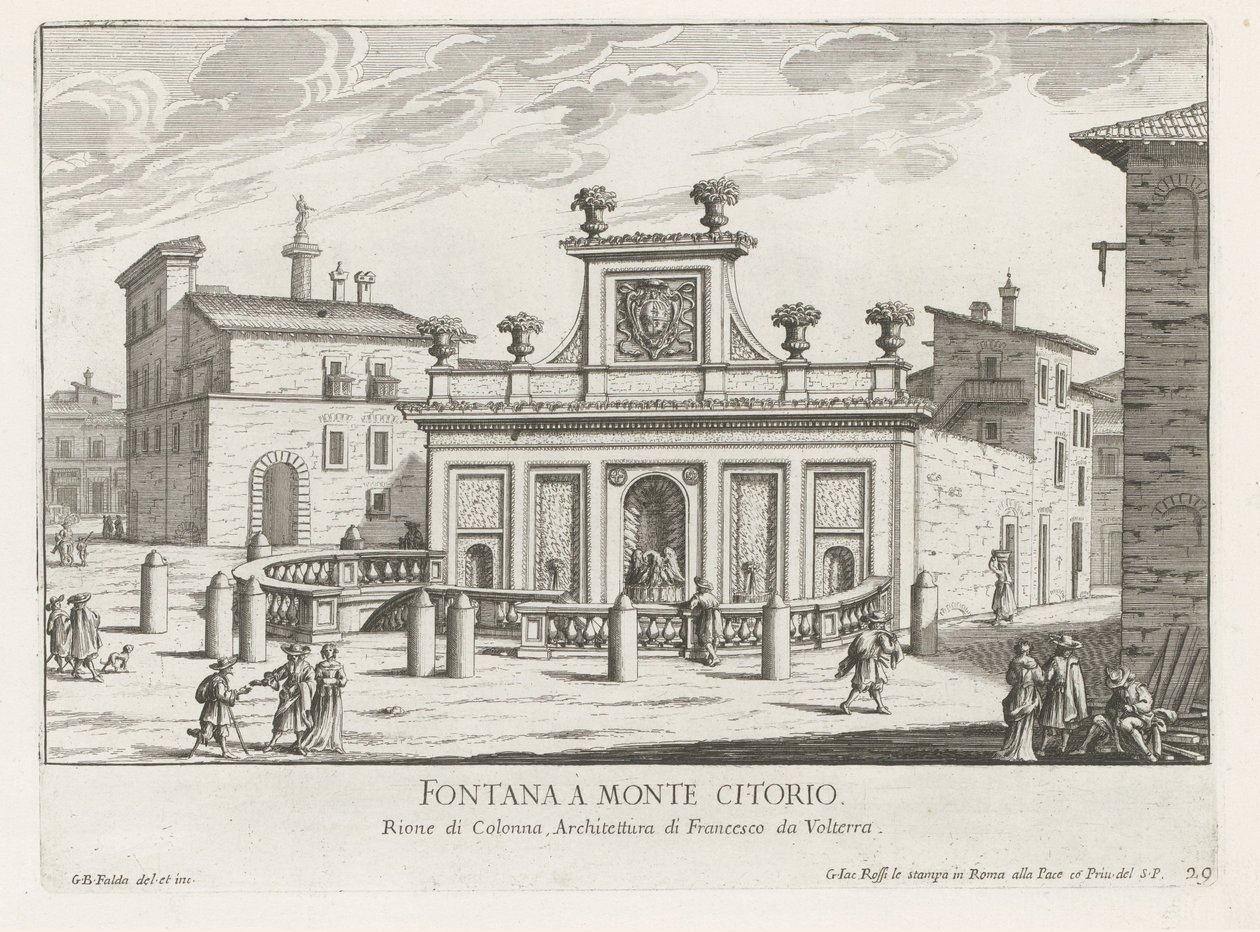 Fontäne auf der Piazza Montecitorio in Rom (Fontane di Roma) von Giovanni Battista Falda
