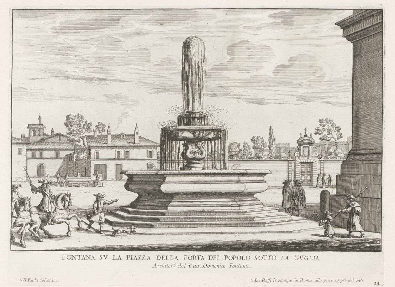 Brunnen auf der Piazza del Popolo in Rom von Giovanni Battista Falda