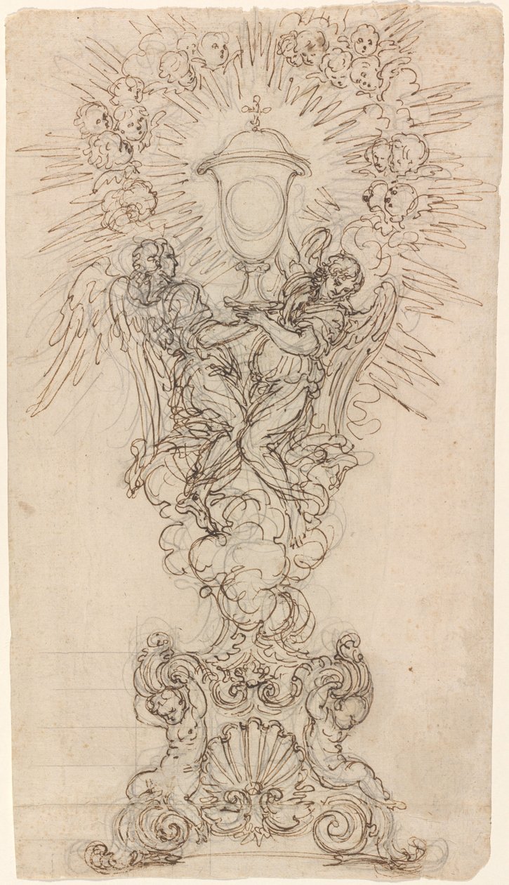 Eine Monstranz mit zwei Engeln, die einen Kelch stützen von Giovanni Battista Foggini