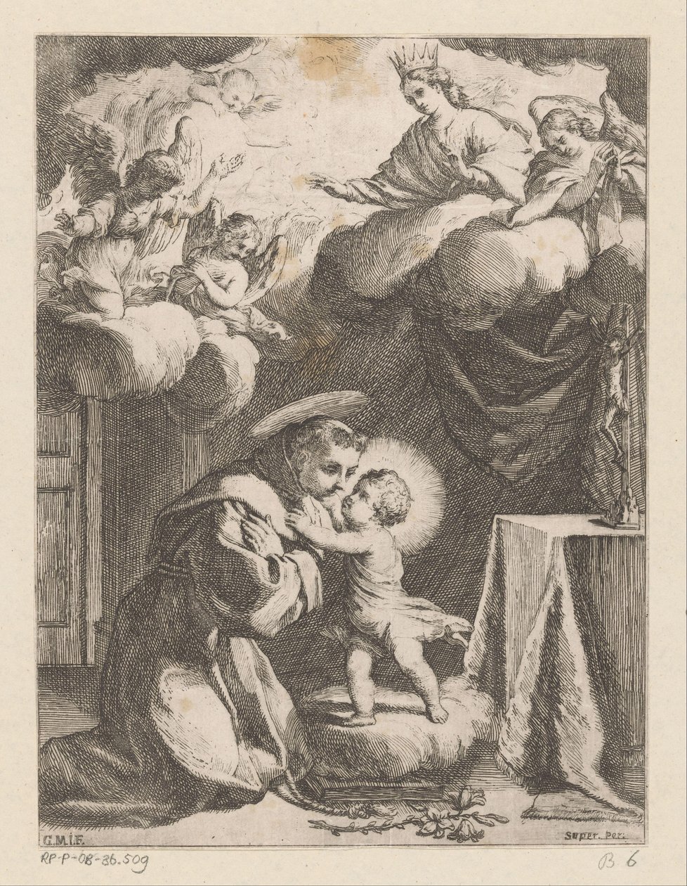 Heiliger Antonius von Padua das Kind anbetend von Giovanni Battista Mercati