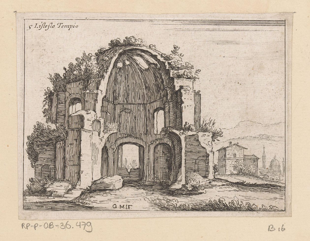 Reste des Tempels der Minerva Medica in einer Landschaft von Giovanni Battista Mercati