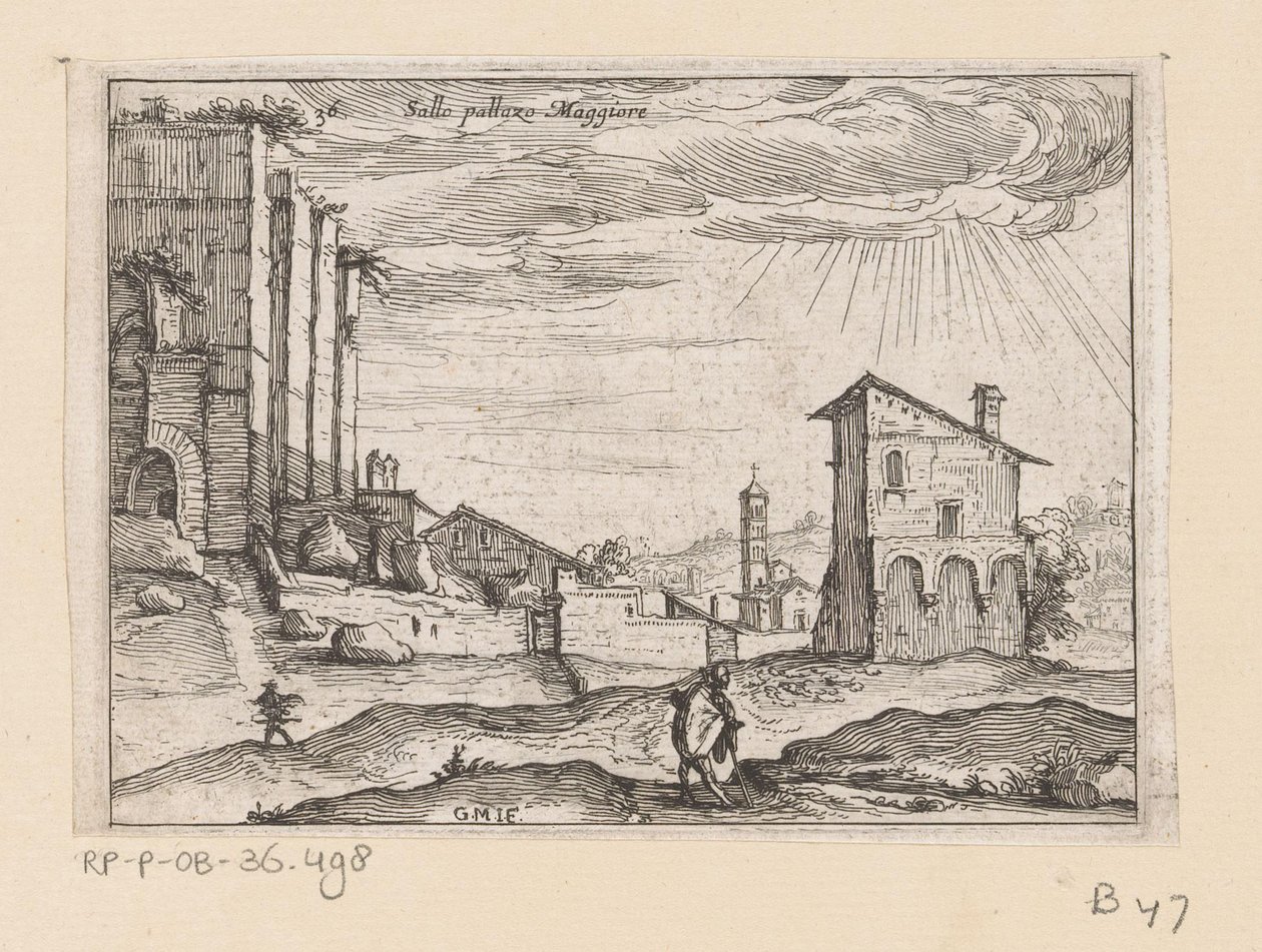 Ruinen des Palazzo Maggiore in Rom und Gebäude in der Nähe (Ansichten von Rom) von Giovanni Battista Mercati