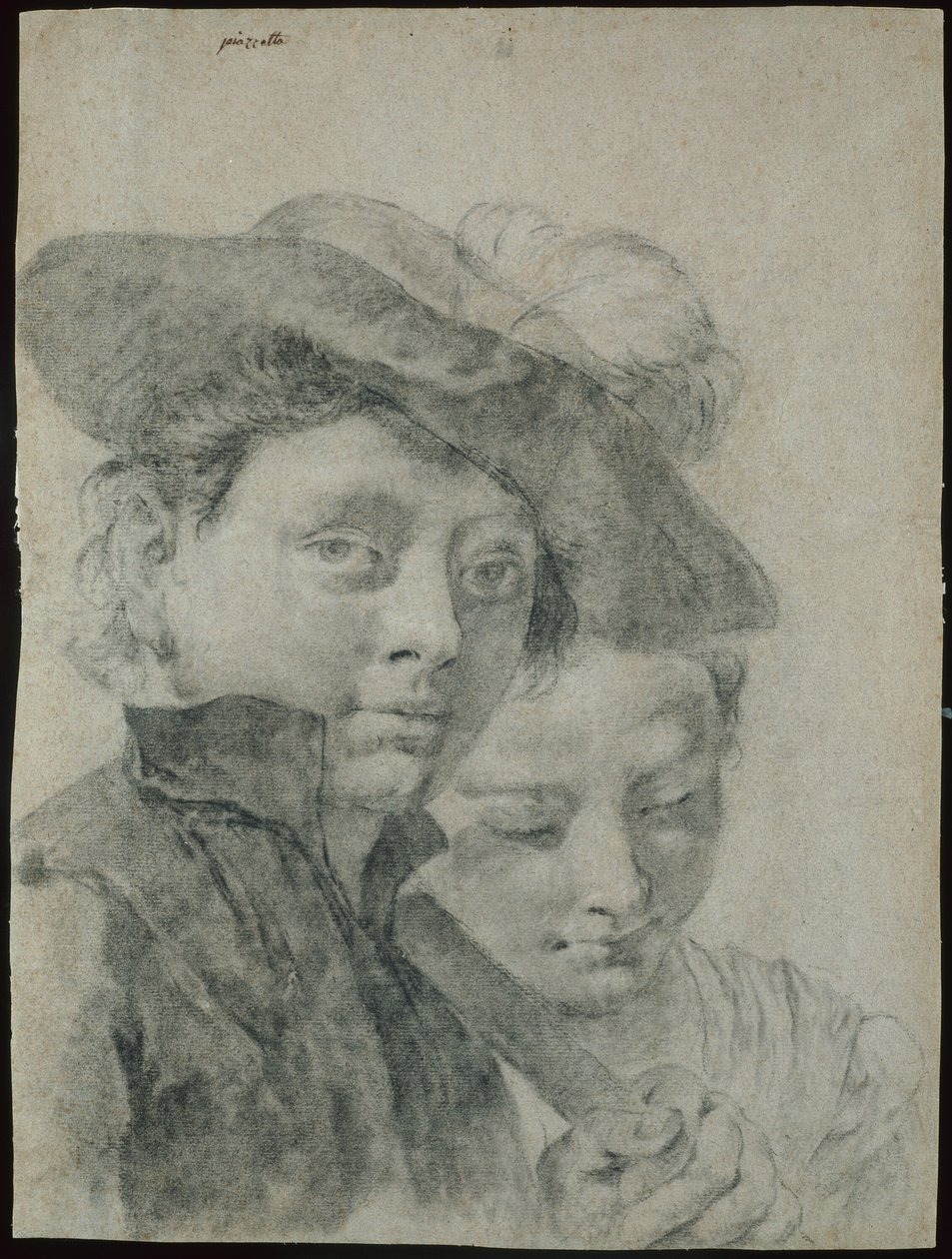 Ein Junge mit Federhut und ein junges Mädchen von Giovanni Battista Piazzetta