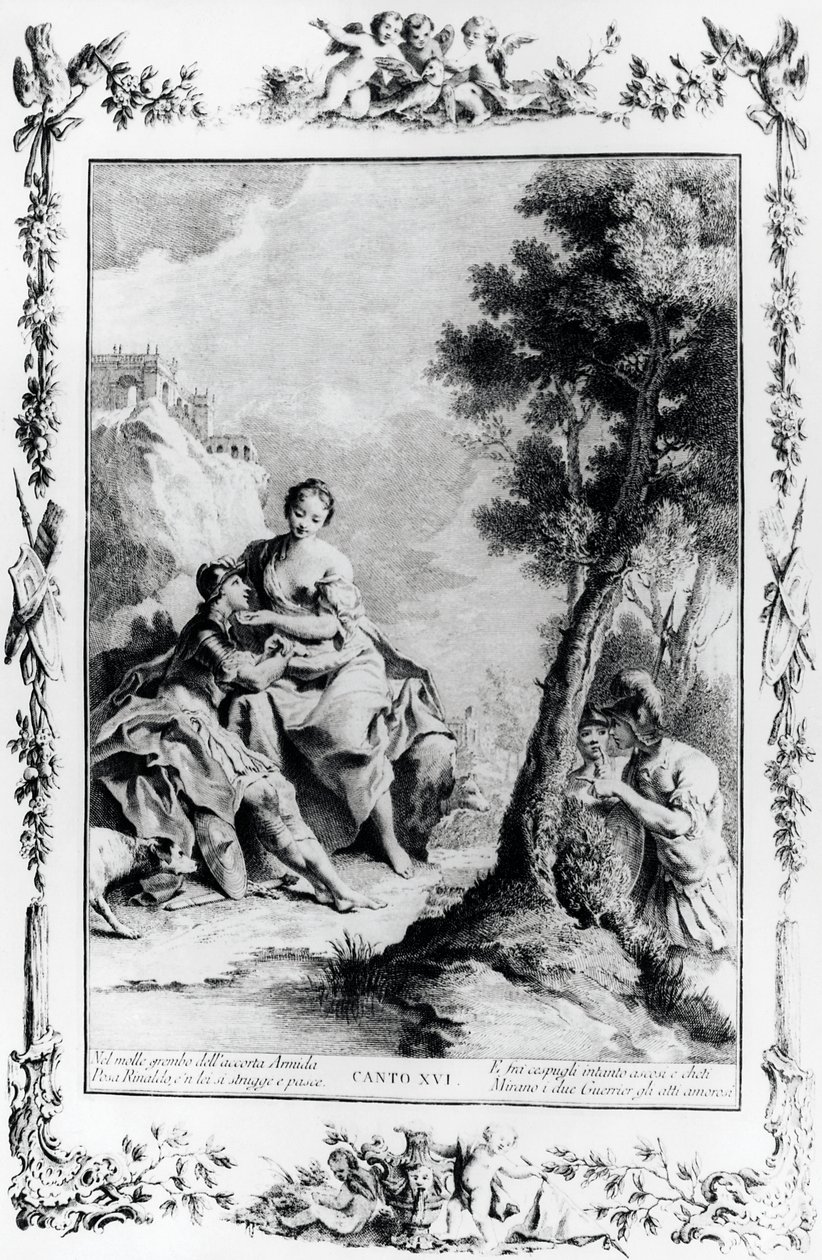 Armida und Rinaldo von den Kreuzfahrern Carlo und Ubaldo gesehen, Gesang XVI, Jerusalem befreit von Giovanni Battista Piazzetta