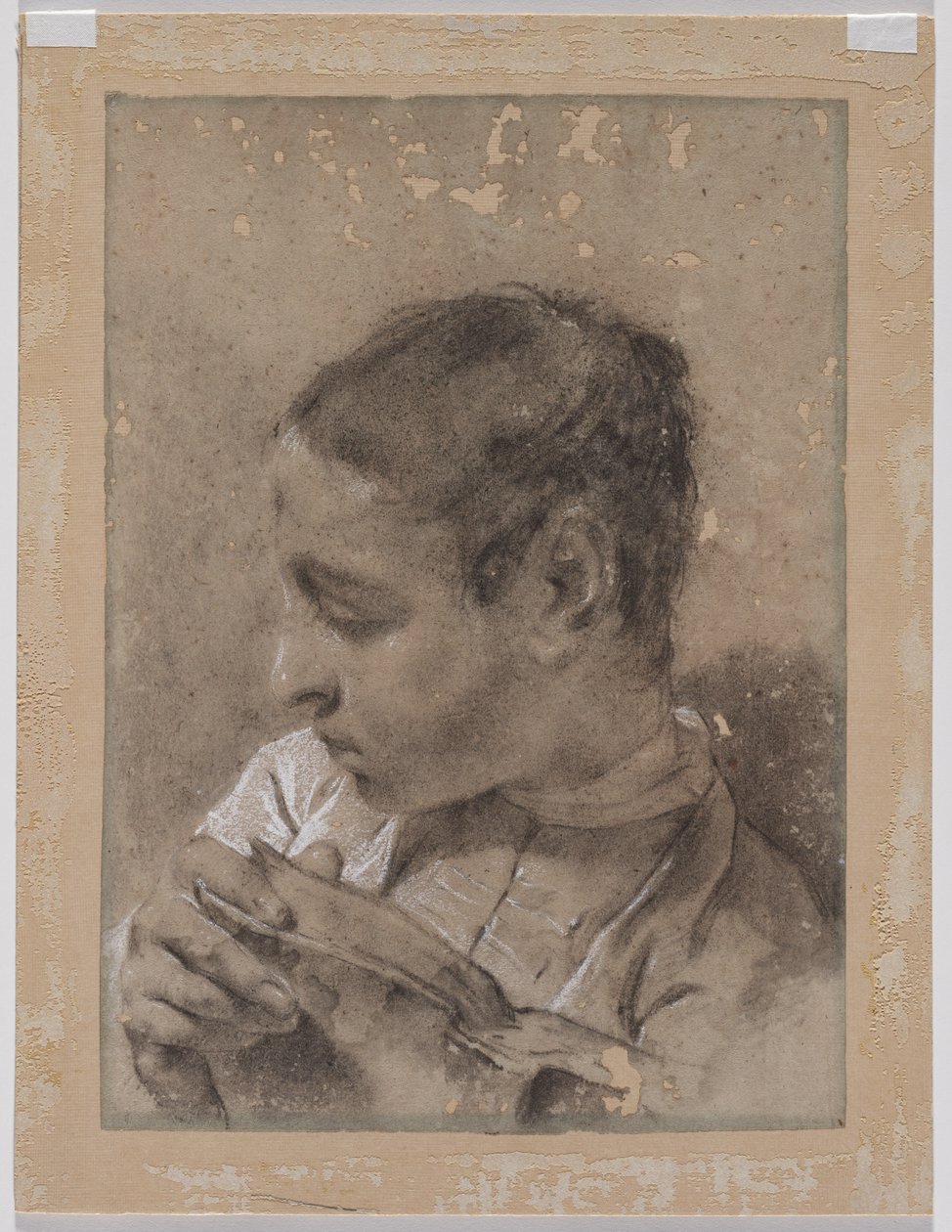Kopf eines jungen Mannes im Profil mit einem Buch, ca. 1730-40er Jahre von Giovanni Battista Piazzetta