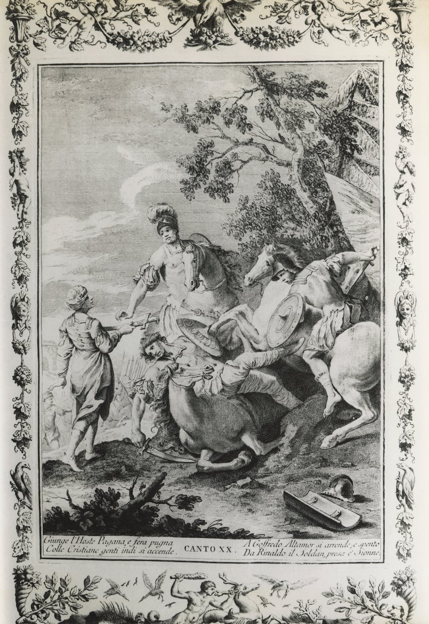 Jerusalem befreit, Gesang XX, Illustration für das Gedicht von Torquato Tasso (1544-1595), Ausgabe veröffentlicht in Venedig 1745 von Giovanni Battista Piazzetta