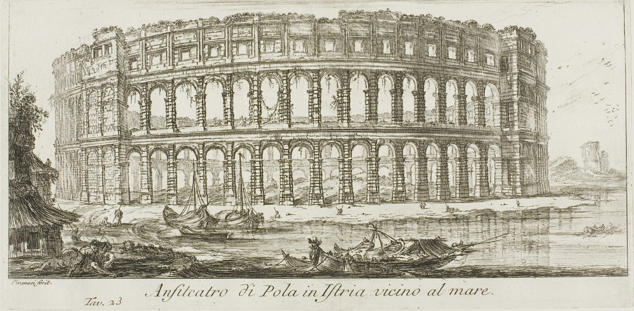 Amphitheater von Pola in Istrien am Meer, Platte 23 aus Einige Ansichten von Triumphbögen und anderen Denkmälern von Giovanni Battista Piranesi