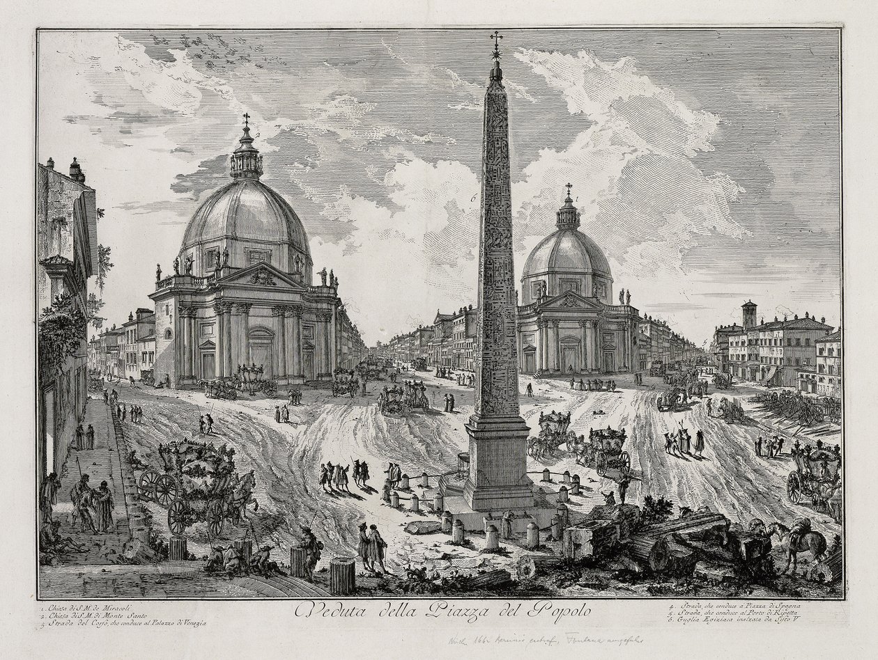 Ansicht der Piazza del Popolo (aus: Vedute di Roma) von Giovanni Battista Piranesi