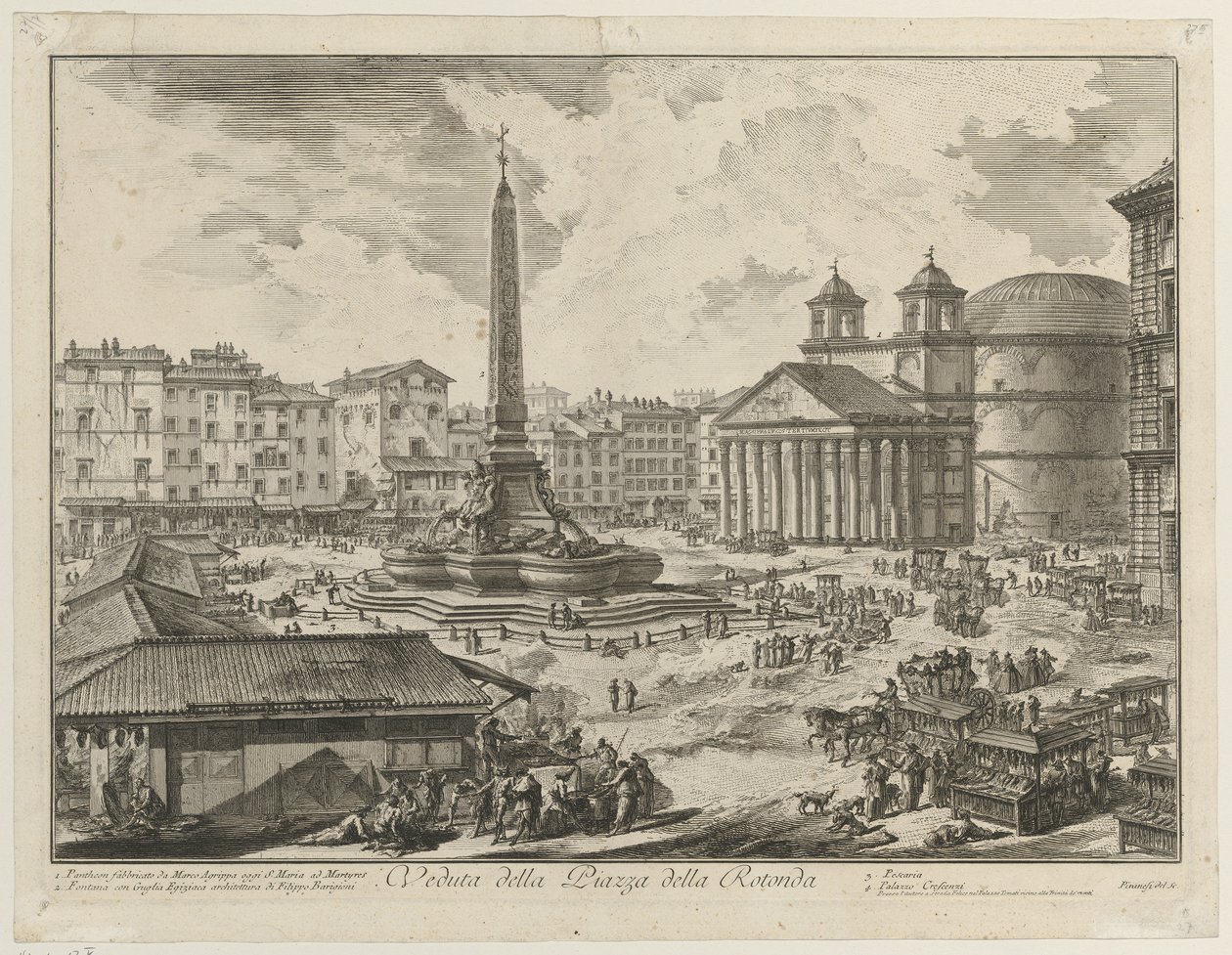 Ansicht der Piazza della Rotonda mit dem Pantheon und dem Obelisken von Giovanni Battista Piranesi