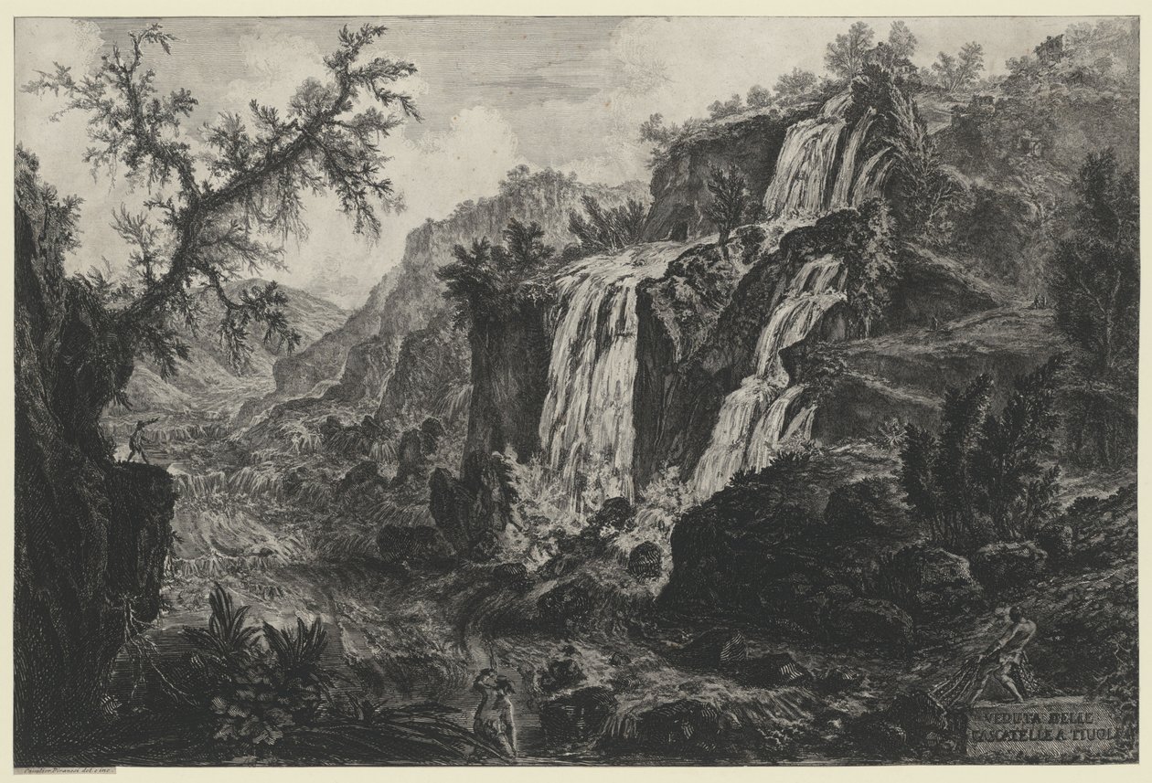 Ansicht des Wasserfalls in Tivoli (aus: Vedute di Roma) von Giovanni Battista Piranesi