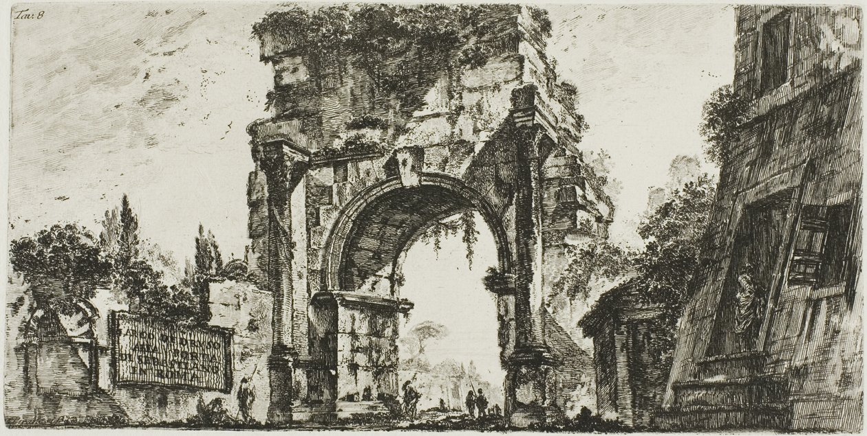 Bogen des Drusus am Porta S. Sebastiano in Rom, Tafel 8 aus Einige Ansichten von Triumphbögen und anderen Denkmälern von Giovanni Battista Piranesi
