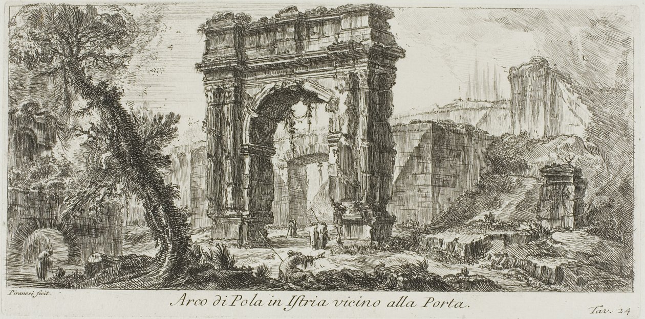 Bogen von Pola in Istrien nahe dem Tor, Platte 24 aus Einige Ansichten von Triumphbögen und anderen Denkmälern von Giovanni Battista Piranesi