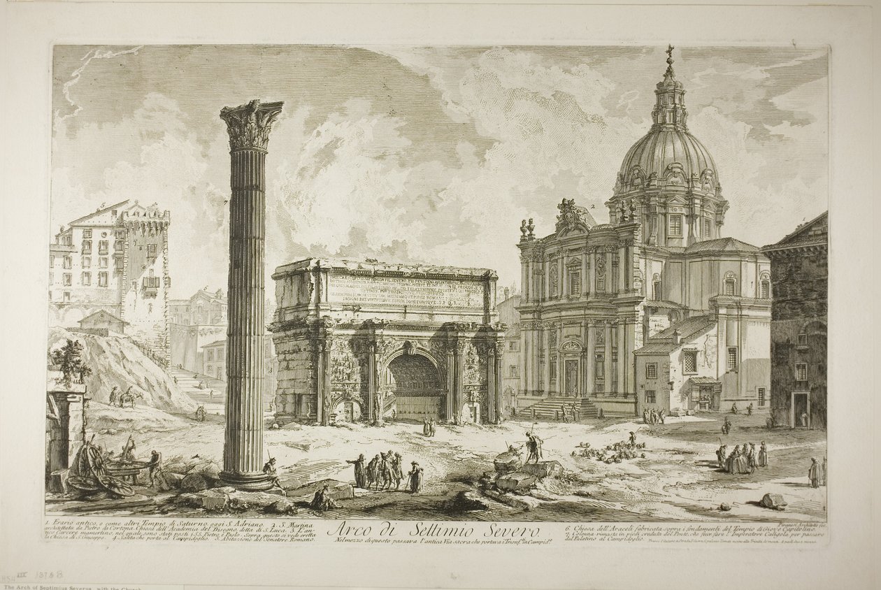 Bogen des Septimius Severus, durch den der antike Heilige Weg führte, der Sieger zum Kapitol brachte, aus Ansichten von Rom von Giovanni Battista Piranesi