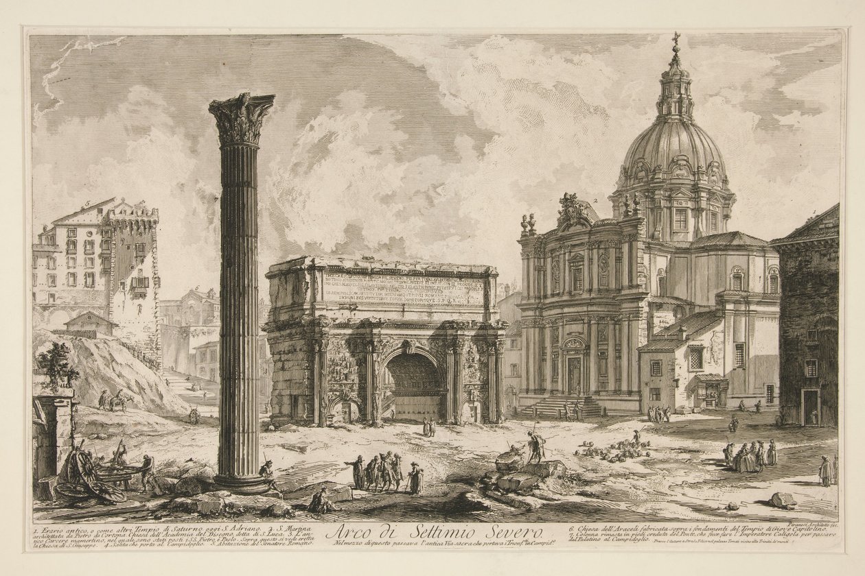 Bogen des Septimius Severus (Septimius-Severus-Bogen), aus „Ansichten von Rom“ von Giovanni Battista Piranesi