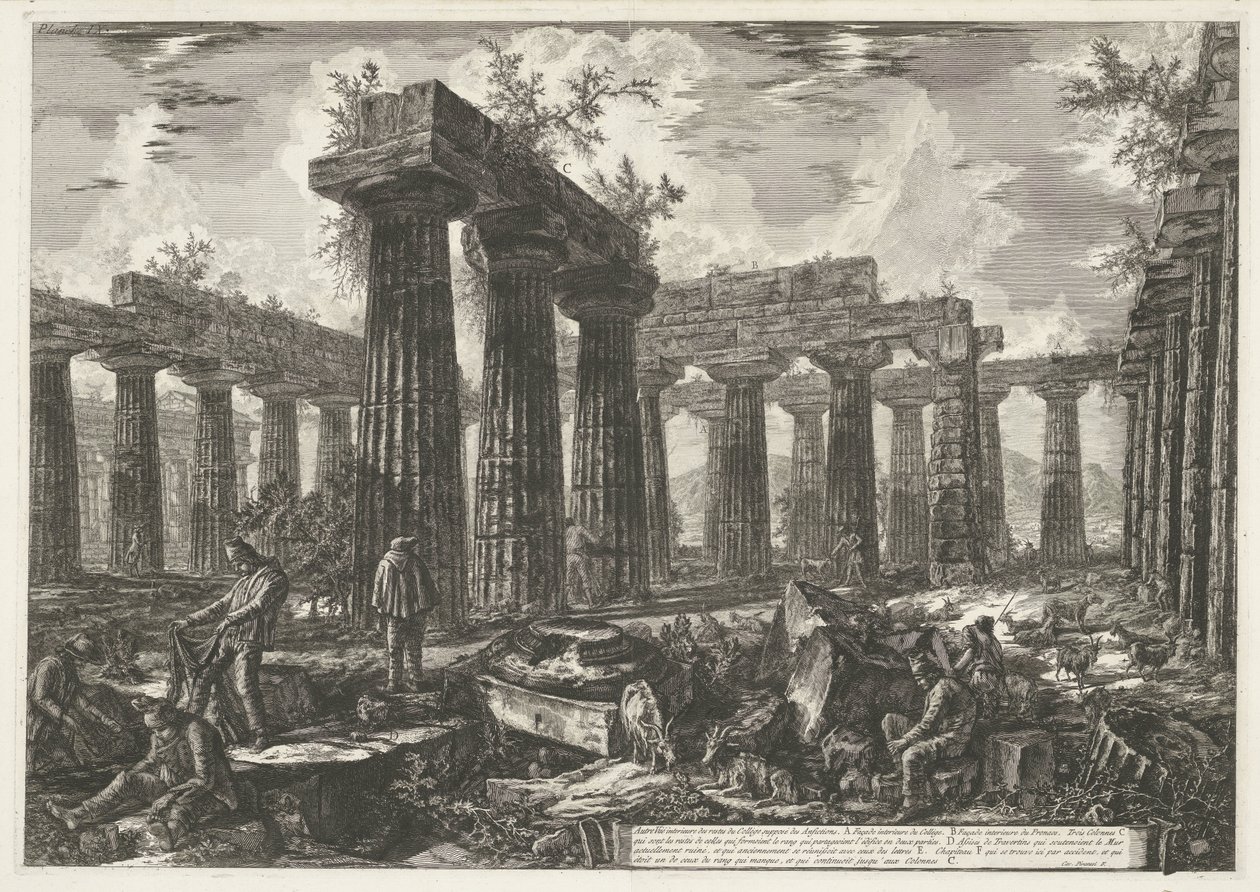 Basilika von Paestum in Paestum von Giovanni-Battista Piranesi