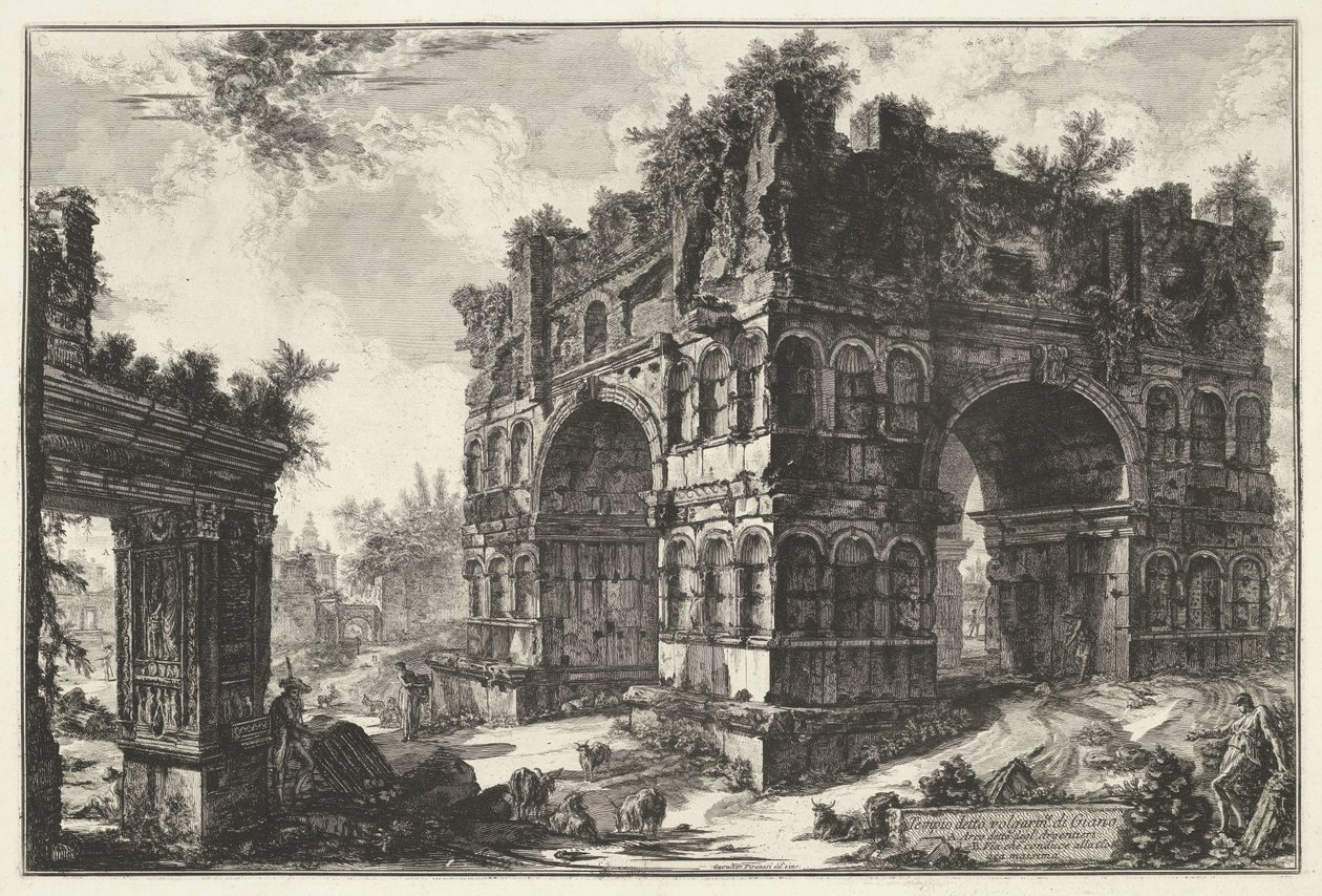 Bogen des Janus und der Bogen der Geldwechsler in Rom von Giovanni Battista Piranesi