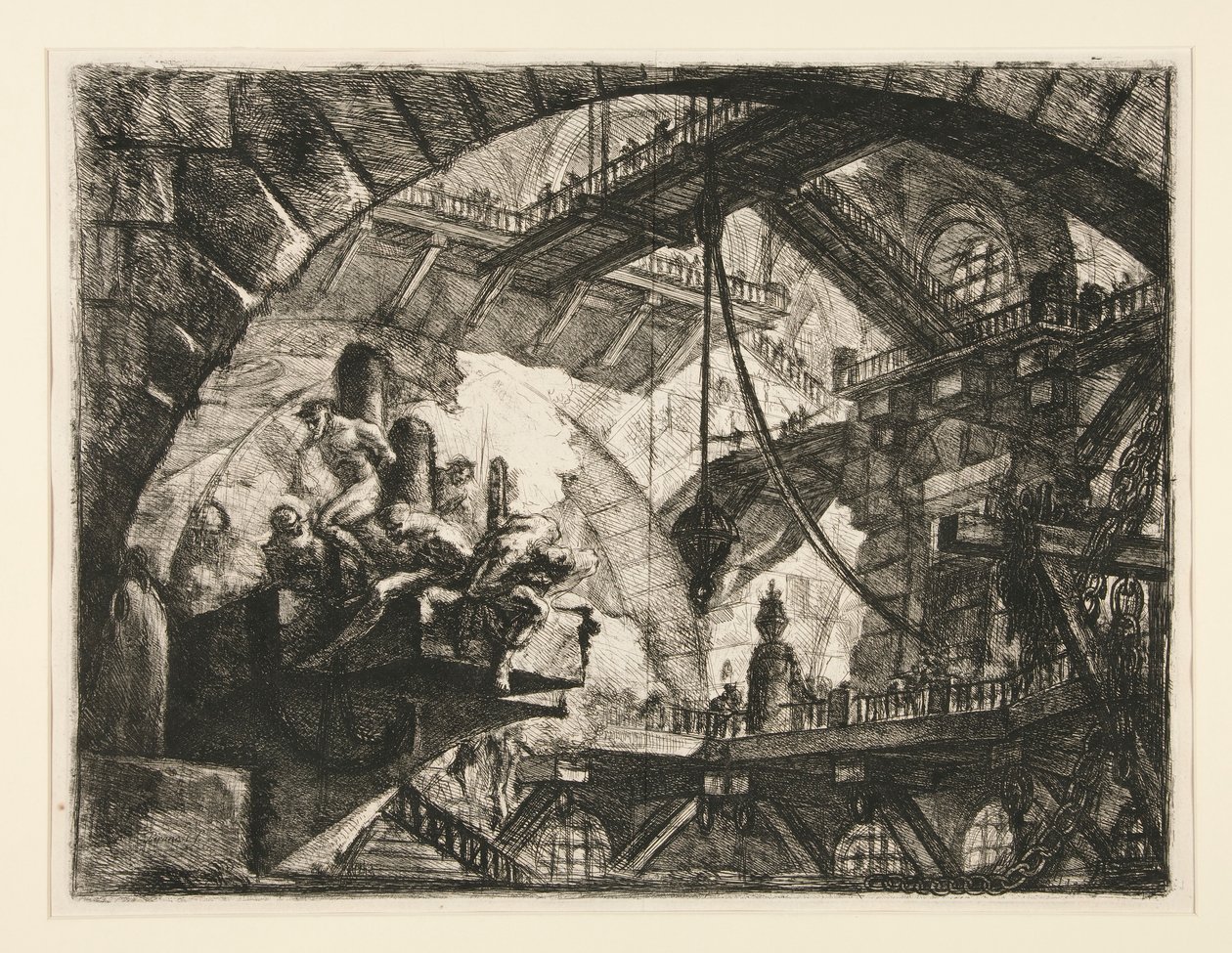 Carceri, X: Gefangene auf einer vorspringenden Plattform von Giovanni Battista Piranesi